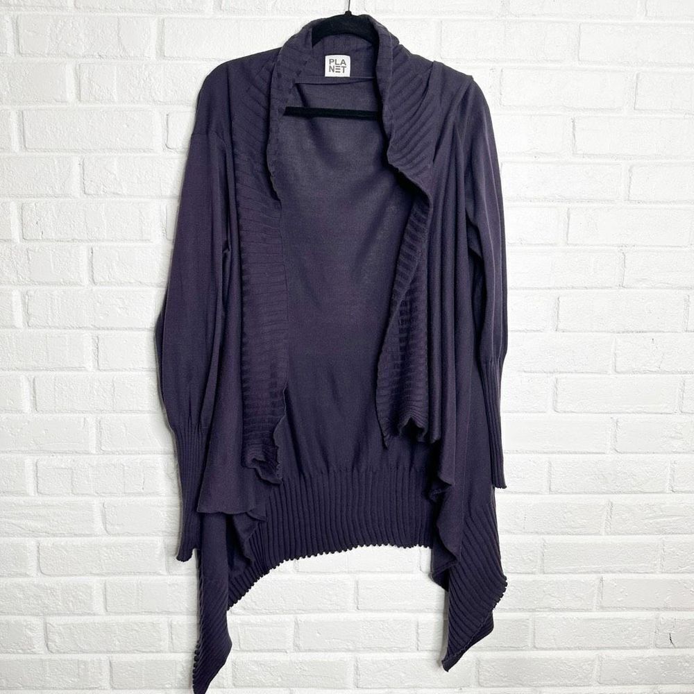 Planet by Lauren G Waterfall Cardigan Open Front Flowy Lagenlook One Size